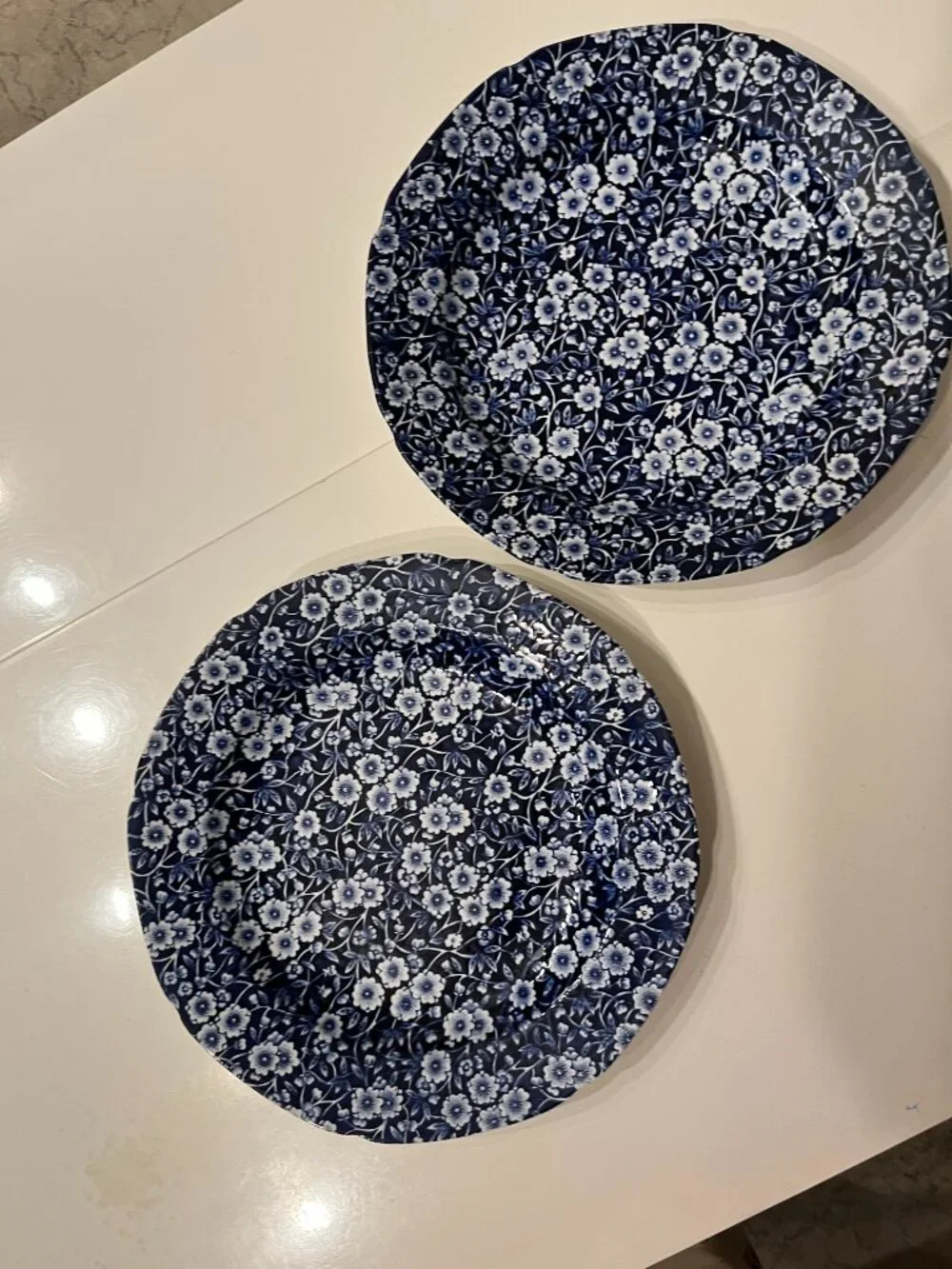 Calico Blue dinner plates -Crownford China (Staffordshire, England) (SET OF TWO)